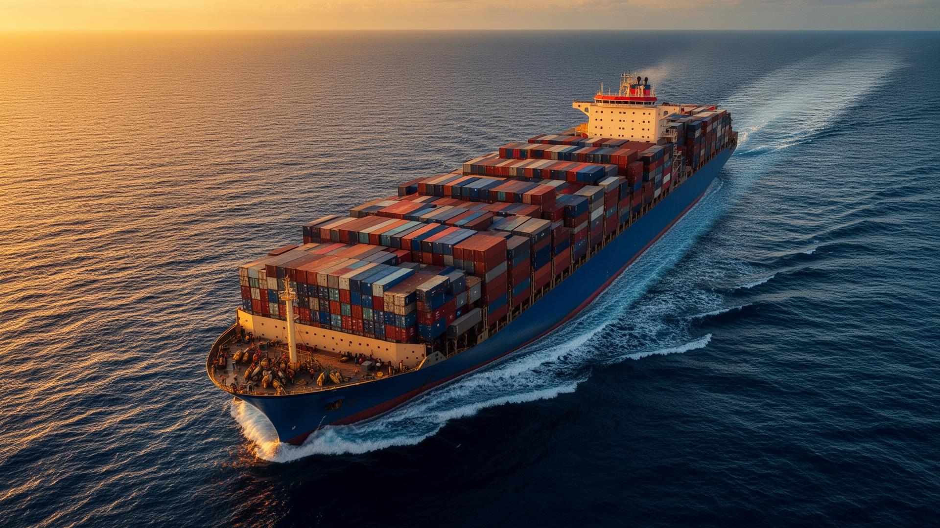 Container ship at sea